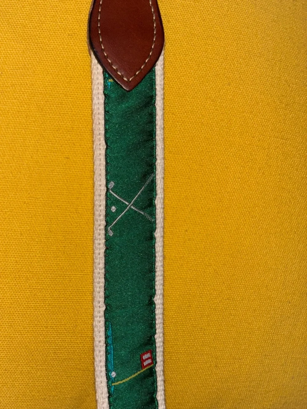 Boys Golf Green Patterned Strap with Brown Leather Accents size 22